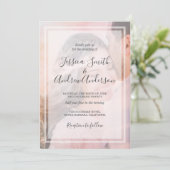 Rustic Photo Wedding Invitation  Coral Kaart (Staand voorkant)
