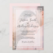 Rustic Photo Wedding Invitation  Coral Kaart (Voorkant / Achterkant)