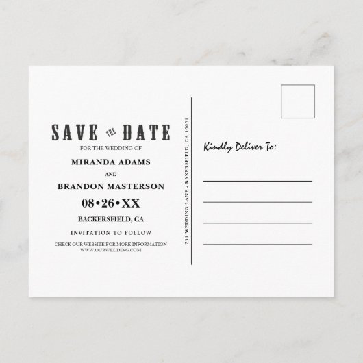 Rustic Photo Wedding Save the Date Aankondigingskaart (Achterkant)