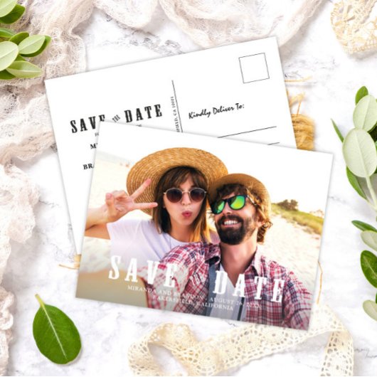 Rustic Photo Wedding Save the Date Aankondigingskaart