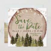 Rustic Photo Wedding Save the Date Invitation Kaart (Voorkant / Achterkant)