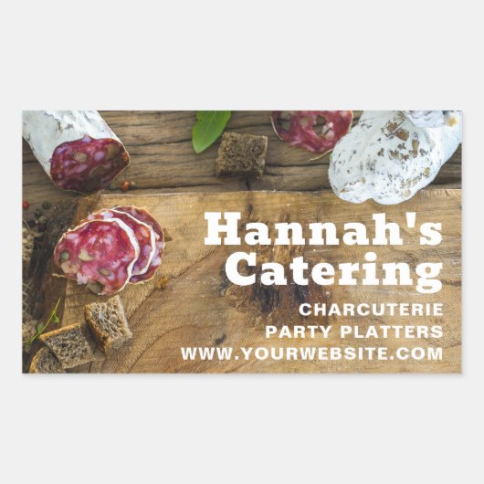 Rustic Photo Wooden Board Charcuterie Catering Rechthoekige Sticker (Voorkant)