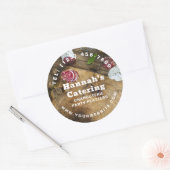 Rustic Photo Wooden Board Charcuterie Catering Ronde Sticker (Envelop)