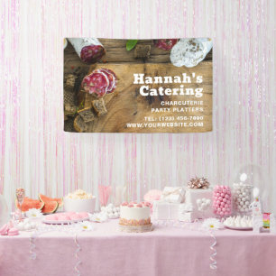 Rustic Photo Wooden Board Charcuterie Catering Spandoek