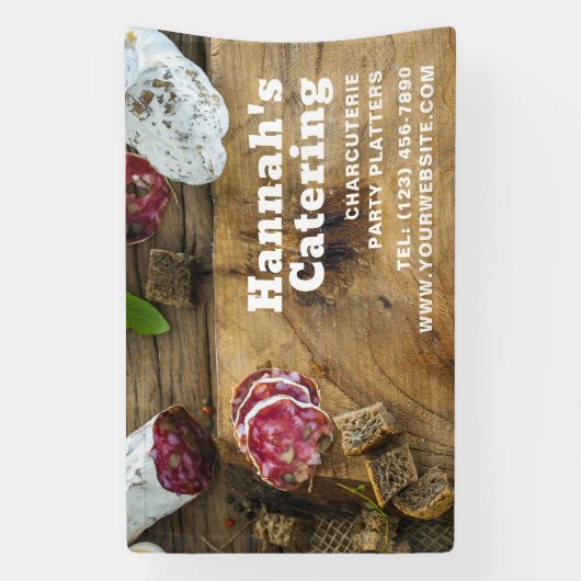 Rustic Photo Wooden Board Charcuterie Catering Spandoek (Verticaal)
