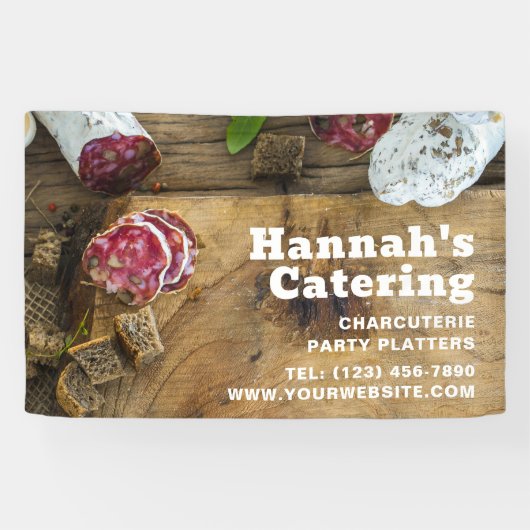 Rustic Photo Wooden Board Charcuterie Catering Spandoek (Horizontaal)