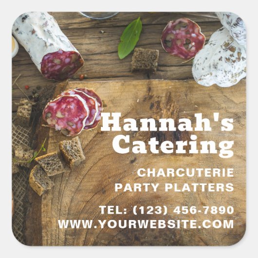Rustic Photo Wooden Board Charcuterie Catering Vierkante Sticker (Voorkant)