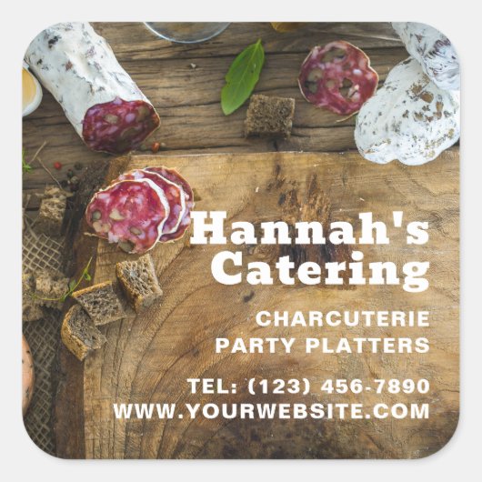 Rustic Photo Wooden Board Charcuterie Catering Vierkante Sticker (Voorkant)