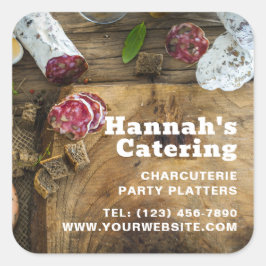 Rustic Photo Wooden Board Charcuterie Catering Vierkante Sticker