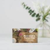 Rustic Photo Wooden Board Charcuterie Catering Visitekaartje (Staand voorkant)