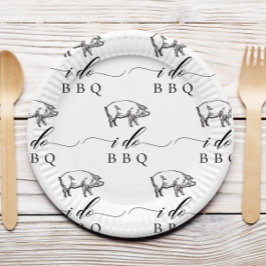  Rustic Pig I doet Casual bruiloft BBQ Papieren Bordje