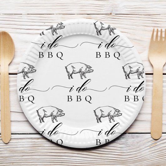 Rustic Pig I doet Casual bruiloft BBQ Papieren Bordje