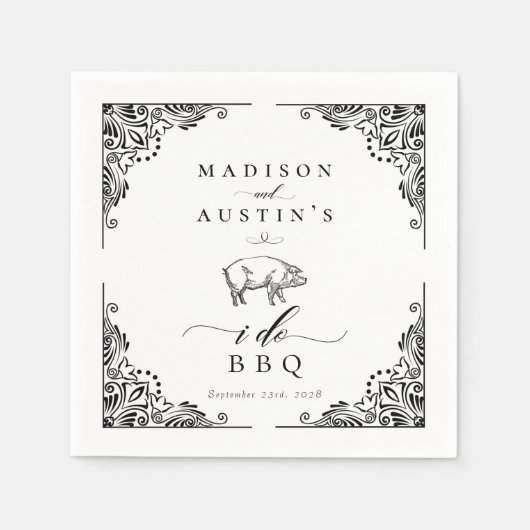 Rustic Pig I doet Casual bruiloft BBQ Servet (Voorkant)