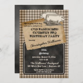 Rustic Pig Roast Backyard BBQ Birthday Party Kaart (Voorkant / Achterkant)