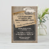 Rustic Pig Roast Backyard BBQ Engagement Party Kaart (Staand voorkant)