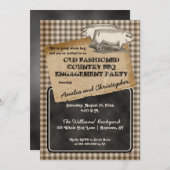 Rustic Pig Roast Backyard BBQ Engagement Party Kaart (Voorkant / Achterkant)