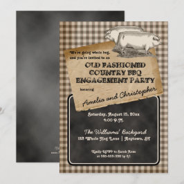 Rustic Pig Roast Backyard BBQ Engagement Party Kaart