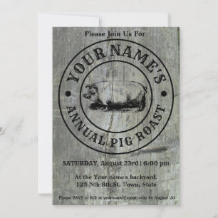 Rustic Pig Roast Invitation Sjabloon Kaart