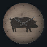 Rustic Pig Silhouette Grote Klok<br><div class="desc">Pig Silhouette Wall klok. Het houtontwerp is bedrukt,  niet echt hout.</div>
