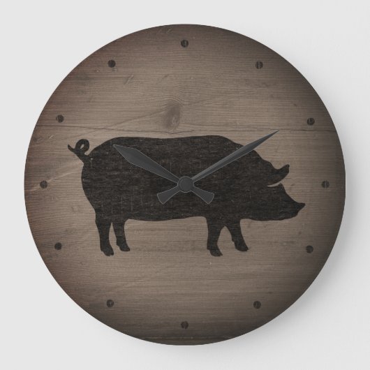 Rustic Pig Silhouette Grote Klok (Voorkant)