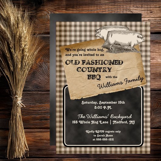 Rustic Pigs Pork Backyard Cookout BBQ Picnic Kaart