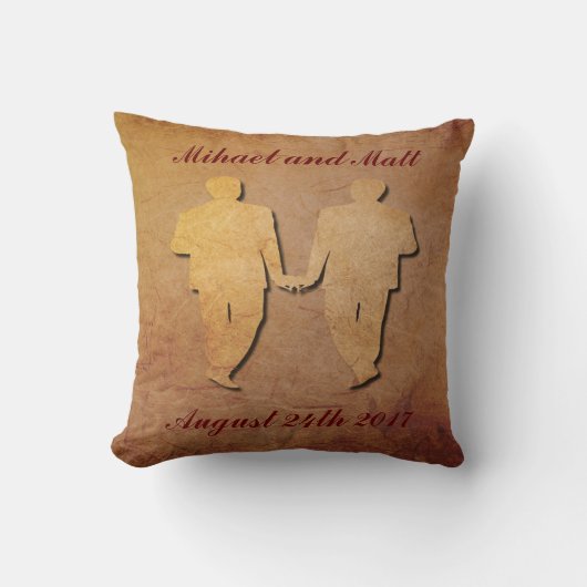 Rustic Pillow Gay Wedding Gift for Grooms Kussen (Voorkant)