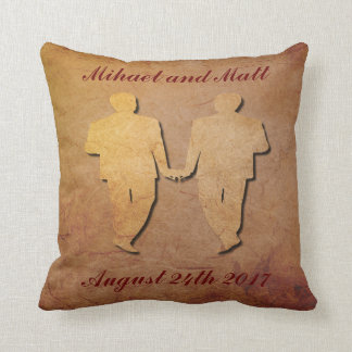 Rustic Pillow Gay Wedding Gift for Grooms Kussen