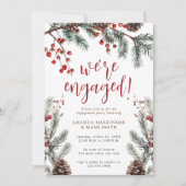 Rustic Pine & Berry Winter Engagement Party Kaart (Voorkant)
