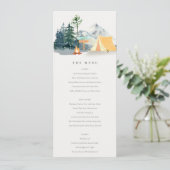 Rustic Pine Bossen Camping Mountain Wedding Menu Kaart (Staand voorkant)