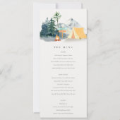 Rustic Pine Bossen Camping Mountain Wedding Menu Kaart (Voorkant)