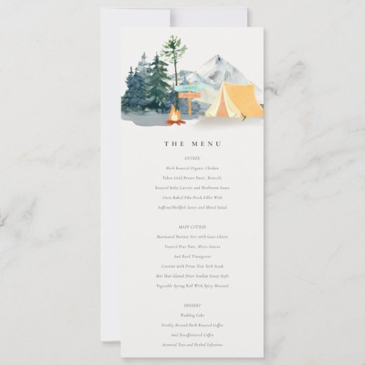 Rustic Pine Bossen Camping Mountain Wedding Menu Kaart (Voorkant)