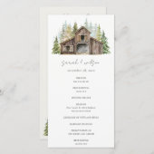 Rustic Pine Bossen Forest Barnyard Wedding Program Bedankkaart (Voorkant / Achterkant)