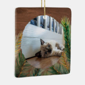Rustic Pine Branch Pet's Eerste Kerst Keepsake Keramisch Ornament (Rechts)