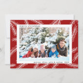 Rustic Pine Branch Red-kerstfoto Feestdagenkaart (Voorkant)