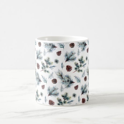 Rustic Pine Branches Pine Cones Koffiemok (Center)