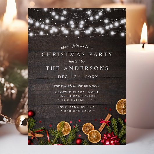 Rustic Pine Cinnamon Oranje Slice Kerstparty Kaart