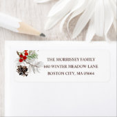 Rustic Pine Cone Berries Return Address Etiket (Insitu)