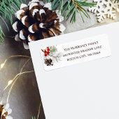 Rustic Pine Cone Berries Return Address Etiket