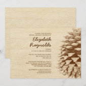 Rustic Pine Cone Bridal Shower Invitations Kaart (Voorkant / Achterkant)
