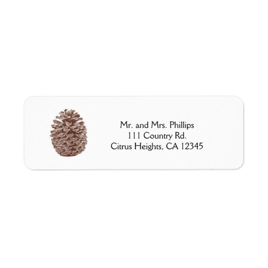 Rustic Pine Cone Elegant Simple Country Weddenscha Etiket (Voorkant)