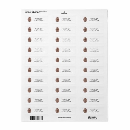 Rustic Pine Cone Elegant Simple Country Weddenscha Etiket (Full Sheet)