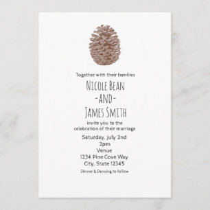 Rustic Pine Cone Elegant Simple Country Weddenscha Kaart