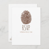 Rustic Pine Cone Elegant Simple Wedding RSVP Uitnodiging Briefkaart (Voorkant / Achterkant)
