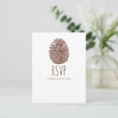 Rustic Pine Cone Elegant Simple Wedding RSVP Uitnodiging Briefkaart (Staand voorkant)