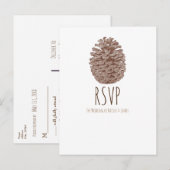 Rustic Pine Cone Elegant Simple Wedding RSVP Uitnodiging Briefkaart (Voorkant / Achterkant)