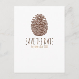 Rustic Pine Cone Elegant Wedding Save the Date Aankondigingskaart