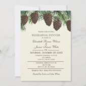 Rustic pine cone fiber winterrepetitie diner kaart (Voorkant)