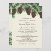 Rustic pine cone fiber winterrepetitie diner kaart (Voorkant / Achterkant)