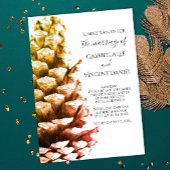 Rustic Pine Cone on White Woodland Wedding Kaart