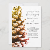 Rustic Pine Cone on White Woodland Wedding Kaart (Voorkant)